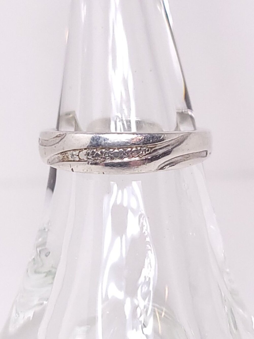 Vintage Men's Silver Wedding Band with Diamond Accents